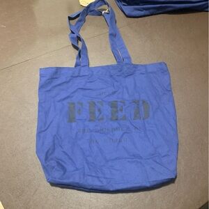 (1) FEED 10 lightweight and foldable classic tote organic cotton Blue Nwt